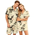 thumbnail image 2 of IYYVV Halloween Satin Matching Pajamas For Couples Short Sleeve Button Down Silk Pjs Horror Spooky Ghost Sleepwear 2 Piece Lounge Set Black 3XL, 2 of 5