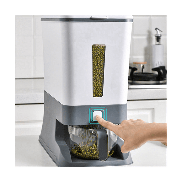 Press-Type Rice Dispenser Sealed Grain Container Storage Household Cereal Rice Box Dispenser Bucket Rice Cans 10KG-A