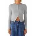 thumbnail image 2 of Blusas de Larga para Mujer, Cárdigan Ligero de Otoño, Camisetas para Salir, Blusas Acanaladas con Botones, Lindas y A Gris L, 2 of 10
