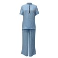 thumbnail image 5 of Womens Lounge Sweat Set Sweatsuits 2 Piece Sets Oversized Half Zip Tops and Wide Leg Pants Loose Fit Flowy Lightweight Elegant Trendy Office Work Beach Travel Outfit, Light Blue 2XL, 5 of 7