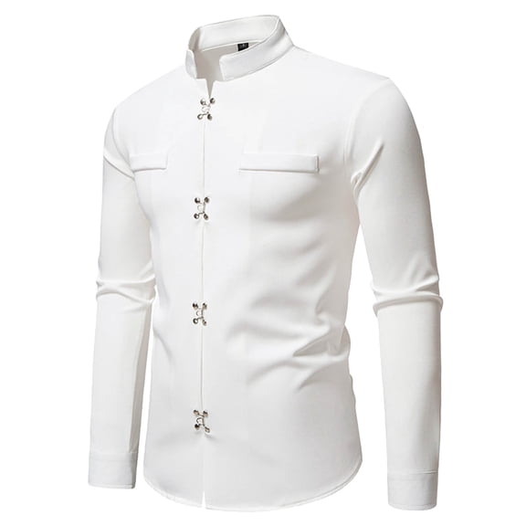 oqasdz Mens Long Sleeve Solid Color Button Down Shirts Fall Comfort Fit Classic Wedding formal Shirt Regular Fit Casual Everyday