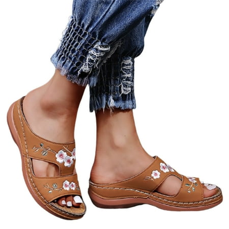 

Women\ s Orthopedic Bloom Shoes Open Toe Sandals Ladies Platform Slippers Summer Beach Rubber Soft Sole