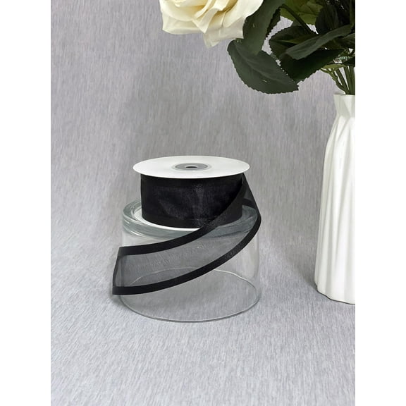 1.5" 25 Yard Organza with Satin Edge Ribbon 1 Roll (Black)