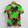 thumbnail image 3 of Animal Print Patterns Womens Tops Women's Fashion Casual Short Sleeve Flower Print Round Neck Pullover Top Blouse, 3 of 6