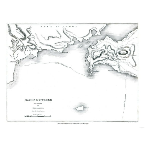 Historic Map - Samos Mycale Greece - Oxford 1828 - 29.88 x 23 - Vintage Wall Art