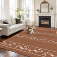 thumbnail image 2 of Brown Flowers Branch Area Rugs 6'x9', Washable Small Throw Rugs for Kitchen Dining room, Spring Summer Farmhouse Botanical Indoor Outdoor Rug Non-Slip Low Pile Carpet Runner Reversible Floor Mats, 2 of 8