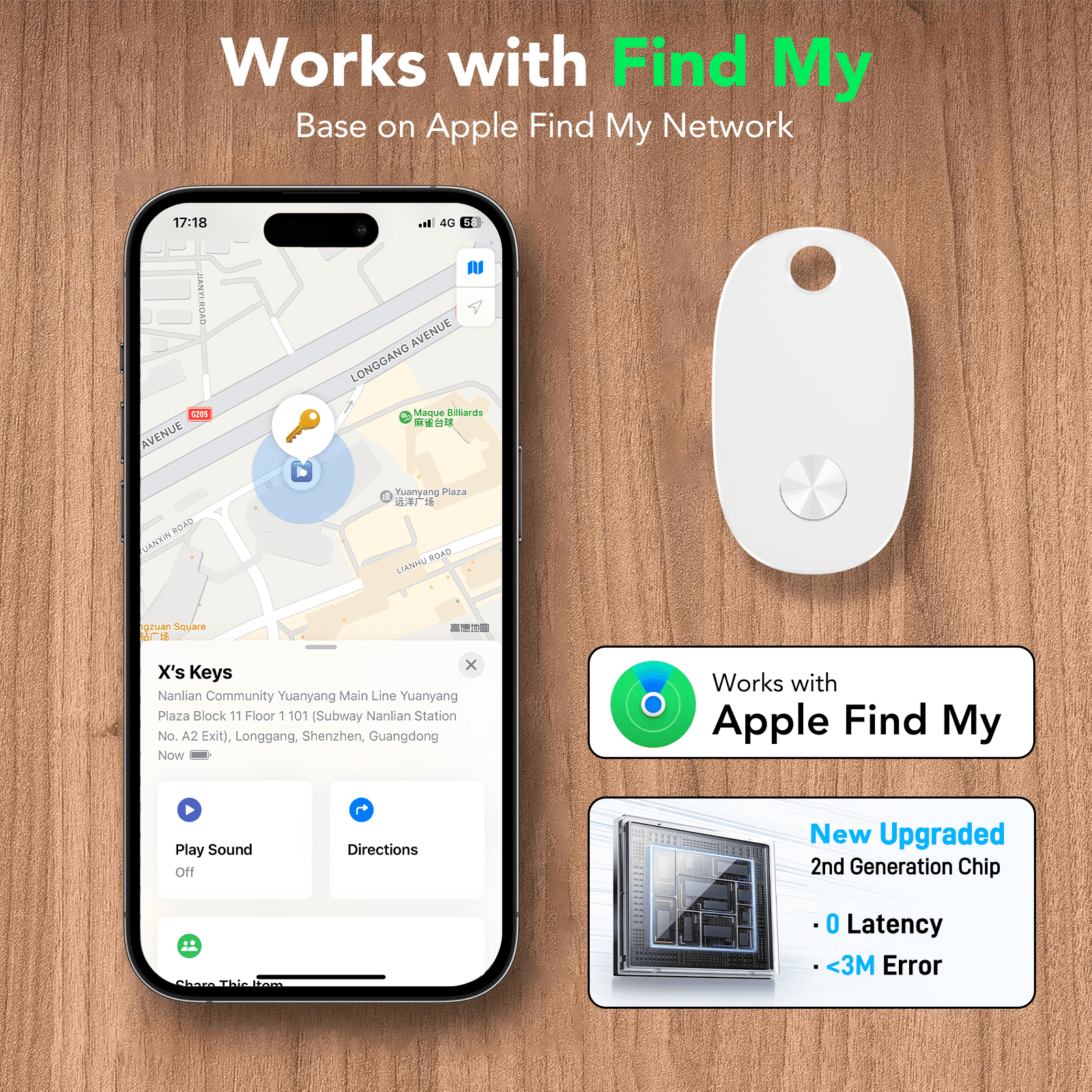 Bluetooth Tracker Tag 4 Packs, Item Locator Works with Find My APP(iOS Only), Smart Tag for Keys/Luggage/Wallets/Suitcases, Keys Finder Replaceable Battery, IP67 Waterproof White, FCC Approved