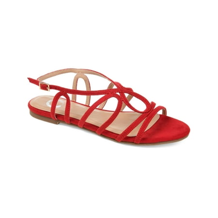 

JOURNEE COLLECTION Womens Red Cushioned Strappy Honey Buckle Sandals 10
