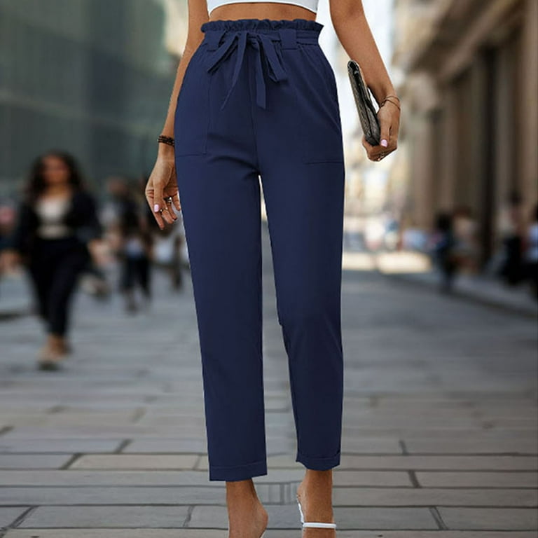 fatyb Women's High Waisted Dress Pants Formal Work Straight Pants Ladies  Business Office Casual Trousers - Walmart.com