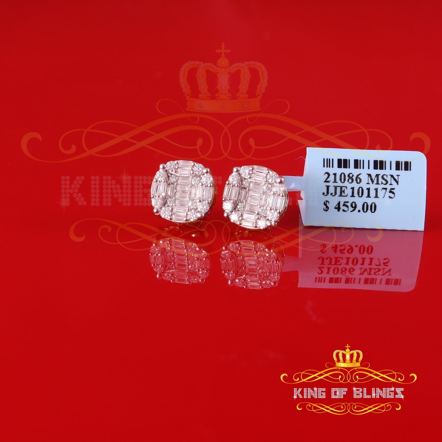 King of Bling's Men's/Womens 925 Silver Yellow 2.00ct VVS 'D' Moissanite Round Stud Earrings