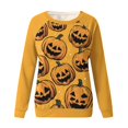 thumbnail image 4 of YVNAURA Women‘s Printed Long Sleeve Round Neck Sweatshirt Casual Loose Fit Pullover Lightweight Fashion Crewneck Top Fall Spring Trendy Graphic Tee Streetwear 1 Pack, Orange,L, 4 of 4