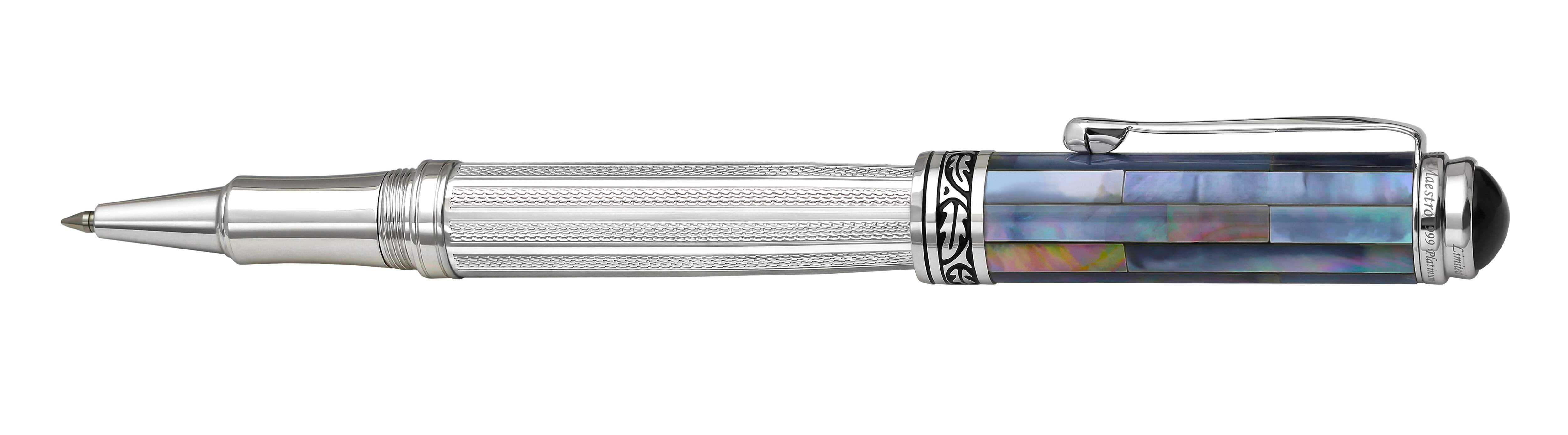 Xezo Xezo Maestro® 925 Sterling Silver Rollerball Pen - Black Mother of Pearl Cap