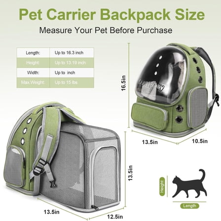 Expandable Cat Backpack,Cat Bubble Backpack Carrier for Carrying Cats, Pets and Small Dogs,Airline-Approved,Designed for Travel, Hiking, Walking,Car