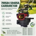 thumbnail image 4 of 799584 594058 Carburetor Kit Spark Plug & Air Filter Assembly Compatible with B&S Carb 594057 592361 594529 Troy Bilt TB110 TB200 103M02 09P702 9P702 550EX 625EX 675EX 725 lc121p 163cc, 4 of 6