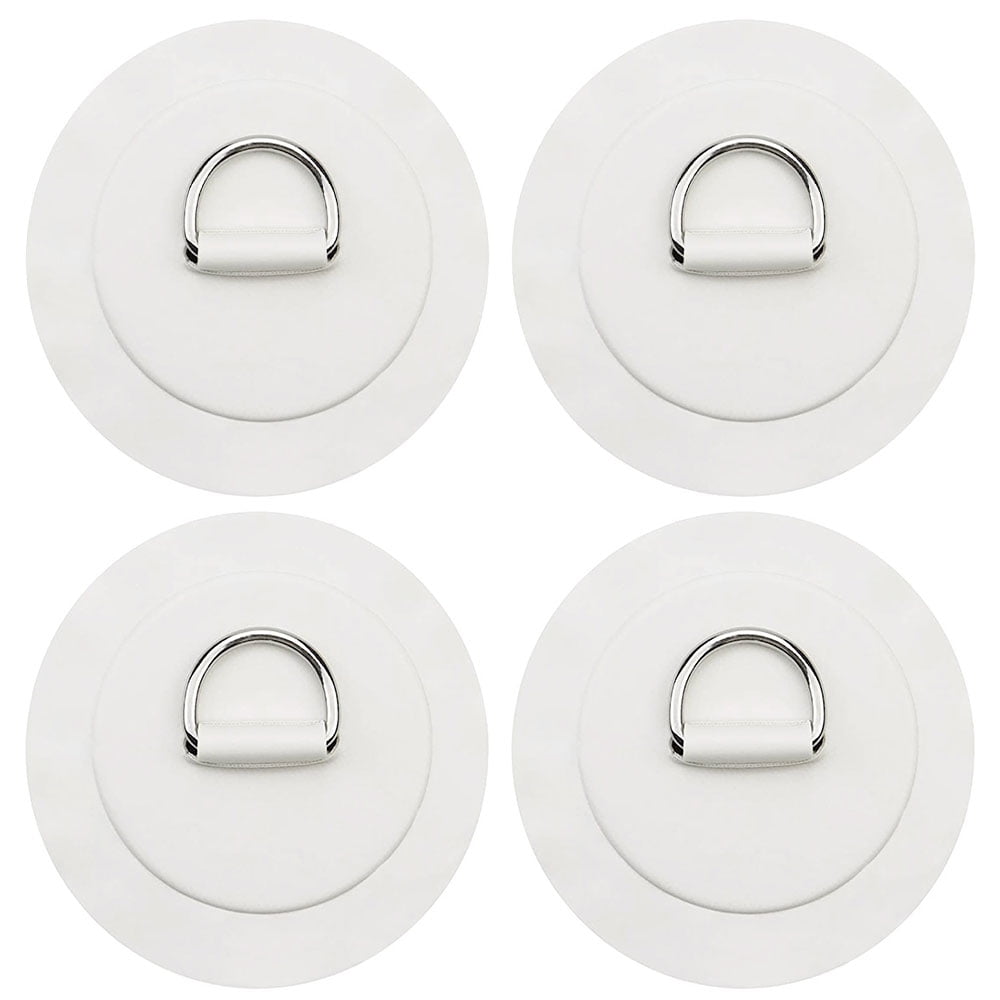 4 Pieces Pad/Patch D Rings for PVC Inflatable Boat Canoe Raft Stainless Steel D-Ring Patch Dinghy Kayak Surfboard Paddle Board 