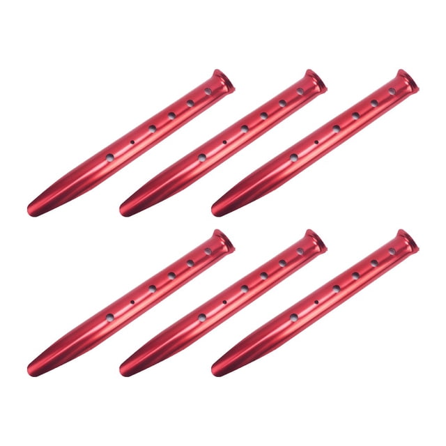 6 Pcs Piquets de Tente en Forme de U pour Sable, Piquets de Neige, Épingles, Clous pour Plage, Camping Extérieur, Rouge