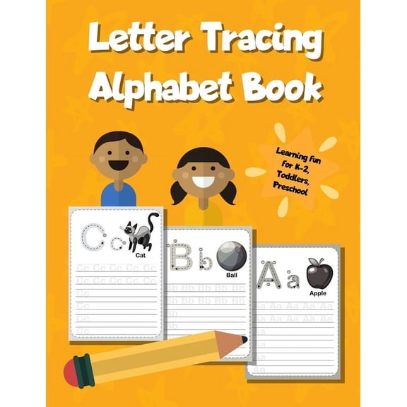 Letter Tracing Alphabet Book: ABC Learning Workbook for Kids - Toddlers, Preschool, K-2 - Orange, (Paperback)