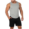 thumbnail image 2 of Havenre Men's Sleeveless 2 Pieces Outfits Tank Tops Tracksuit Trendy Basic Workout Summer Casual Drawstring Elastic Waist Gym Jogging Shorts Beach Vacation Set Gray S, 2 of 10