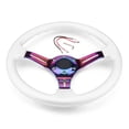 thumbnail image 1 of Qiaoxi 350mm 14" Racing Sport Steering Wheel 6 Bolts 3 Spoke Slotted Center Colorful Frame Steering Wheel With Horn Button, 1 of 8