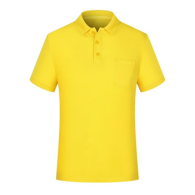 Men's Short Sleeve Collared Shirt with Pocket - Polyester Blend, Breathable Golf Polo, Sizes M-XXXXL