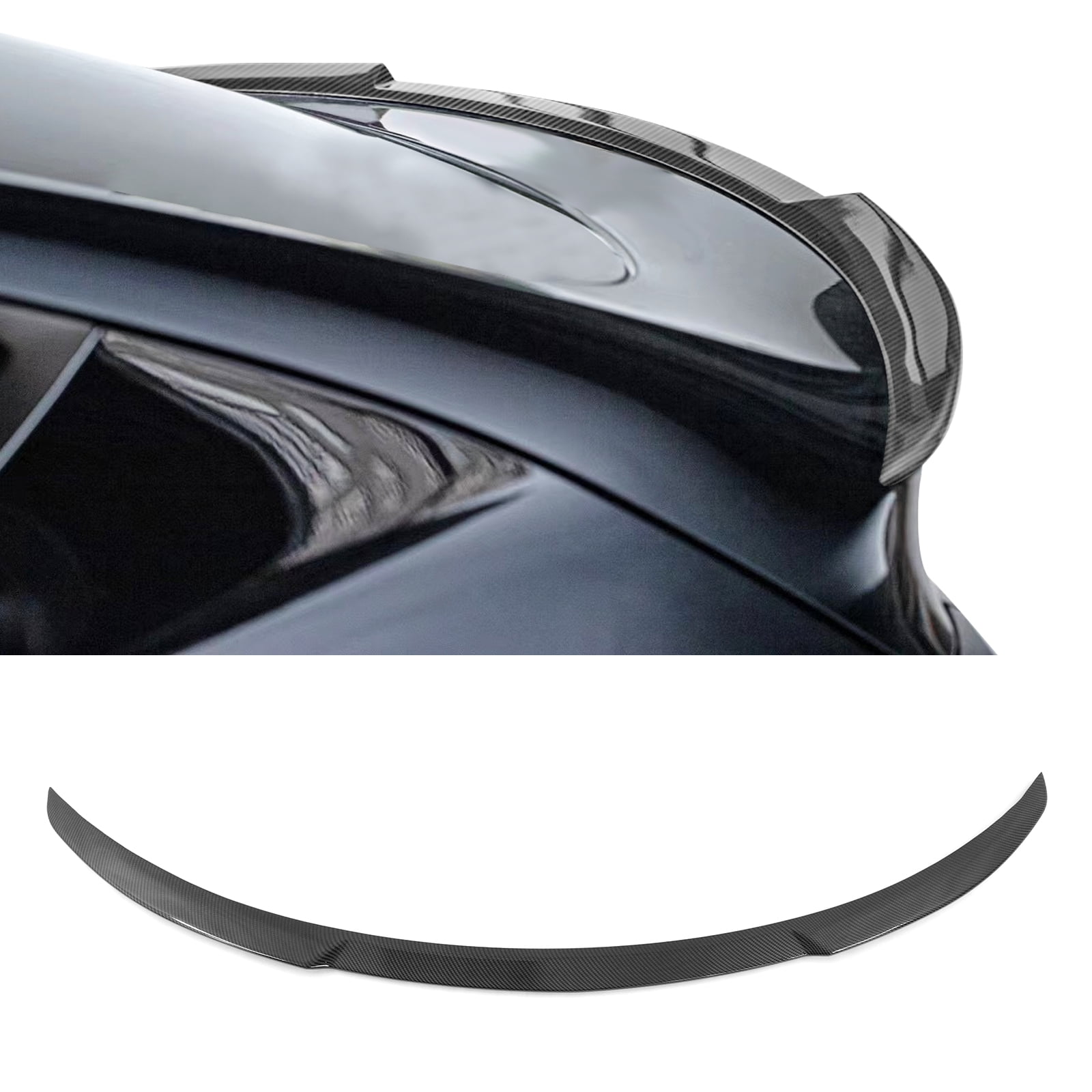 Ikon Motorsports Compatible with 20-24 Tesla Model Y IKON Style ABS Rear Trunk Spoiler - Carbon Fiber Print