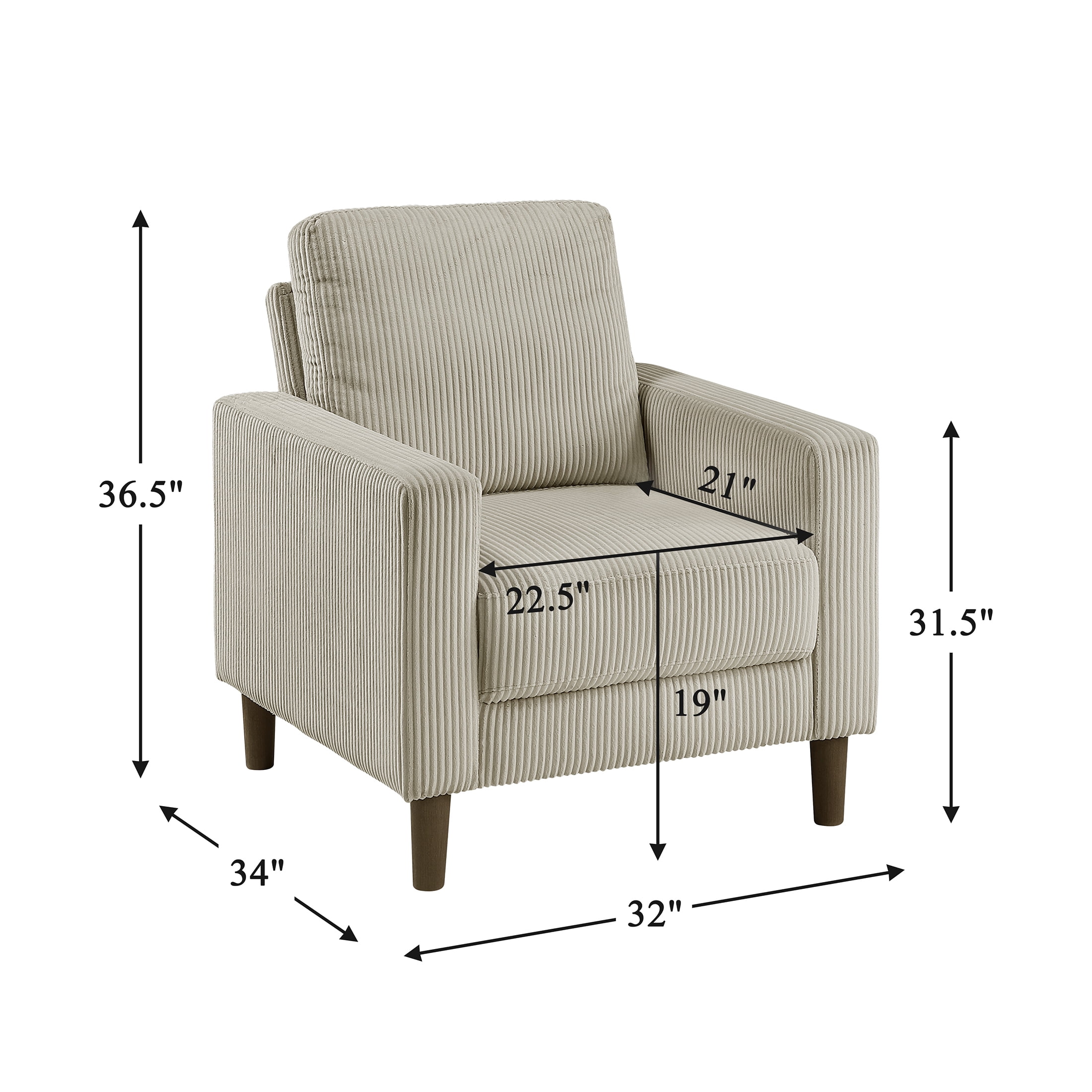 OakvillePark Mapleholt Corduroy Chair, Taupe