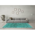 thumbnail image 3 of Ahgly Company Indoor Square Oriental Turquoise Blue Industrial Area Rugs, 7' Square, 3 of 4