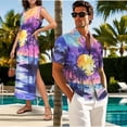 thumbnail image 3 of Jeiento Matching Hawaiian Outfits for Couples Mens Summer Shirts Maxi Sundresses Coconut Tree Soft Stylish Maxi Dress with Pockets Purple Hawaii Shirts, 3 of 7