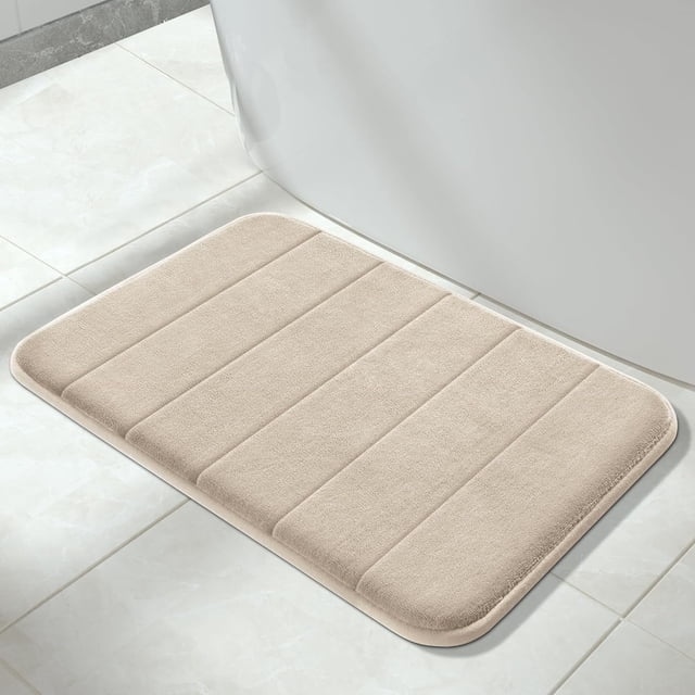 Alfombra de baño de espuma viscoelástica POWKOL, 61 x 40 cm, cómoda, suave, con gran absorción de agua, lavable a máquina, antideslizante, gruesa, fácil de secar, beige