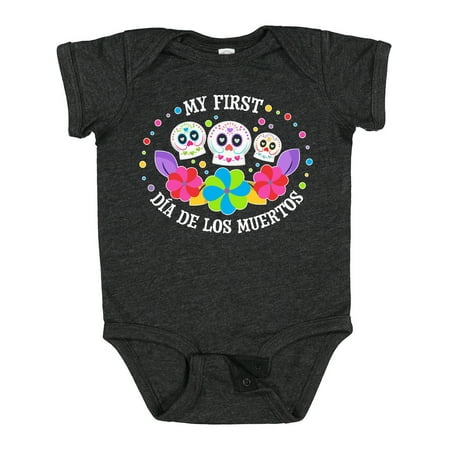 

Inktastic My 1st DÃa De Los Muertos with Sugar Skulls and Flowers Boys or Girls Baby Bodysuit