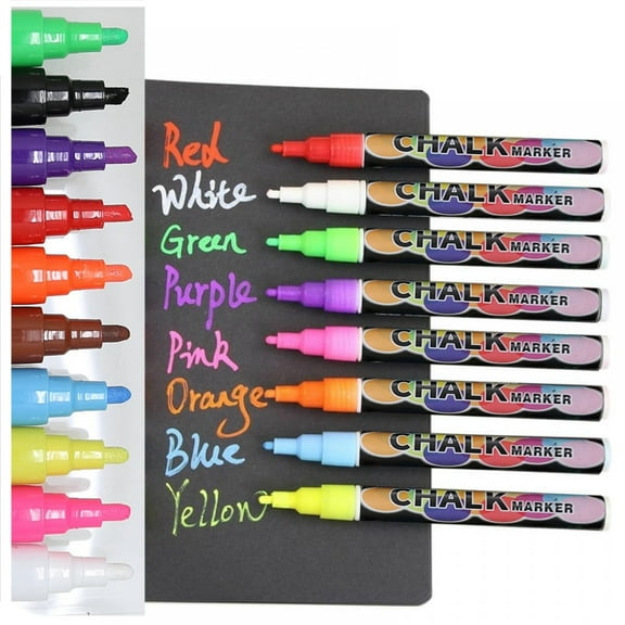 Liquid Chalk Markers, 8 Colors Dual Tip Erasable Marker Pens, Chalkboard Markers with 6mm Reversible Tip, Chalk Markers for Blackboard, Car Window, Glass