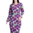 thumbnail image 6 of Moomaya Printed Full Sleeve Bodycon Dress for Women Scoop Neck Side Slit Casual Clothing, 6 of 8