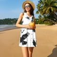 thumbnail image 3 of Easygdp Monochrome Flying Ravens para Vestido Transpirable de Mujer, Vestido Suelto de Manga Corta con Pliegues y Bolsillos para el Verano, 3 of 7