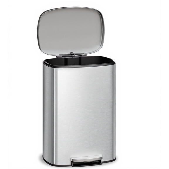 Garvee 13.2 Gallon Stainless Steel Kitchen Trash Can with Lid, 1 Inner Bucket, Silver