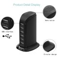 thumbnail image 4 of Multiple USB Charger, 30W 6-Port High Speed USB Desktop Charging Station, Multi Port USB Power Adapter for Phone, Galaxy, HTC, Smartphone, Tablet, Other USB Compatible Devices (Black), 4 of 8