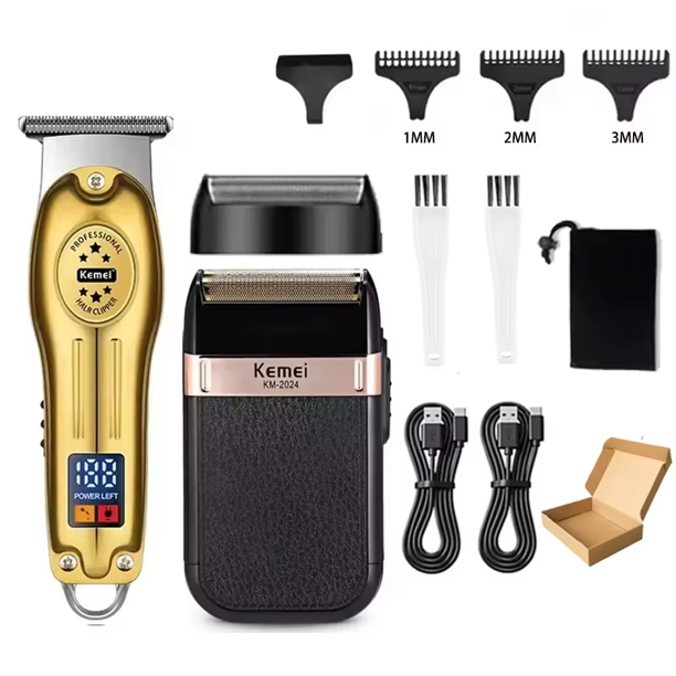 Kemei KM-2628 KM-678 KM-2024 cortadora de pelo eléctrica profesional cortadora de barba afeitadora recargable para hombres Kit de cortadora de pelo para hombres