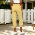 thumbnail image 6 of ZVAVZ Cotton Linen Joggers Pants for Women High Elastic Waisted Lounge Pants Lightweight Casual Travel Vacation Slacks with Pockets A-Yellow XL, 6 of 10