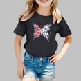 thumbnail image 2 of Razzly Child Girls Patriotic Short Sleeve Tshirt 4th of July Independence Day Flag Print Tee Comfortable Casual Summer Top for Toddler Kids(Black,9-10 Years), 2 of 4
