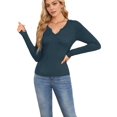 thumbnail image 2 of Women'S Ribbed Deep V-Neck Wrap Style Long Sleeve T-Shirt Casual Basic Stretch Top XXL, 2 of 7