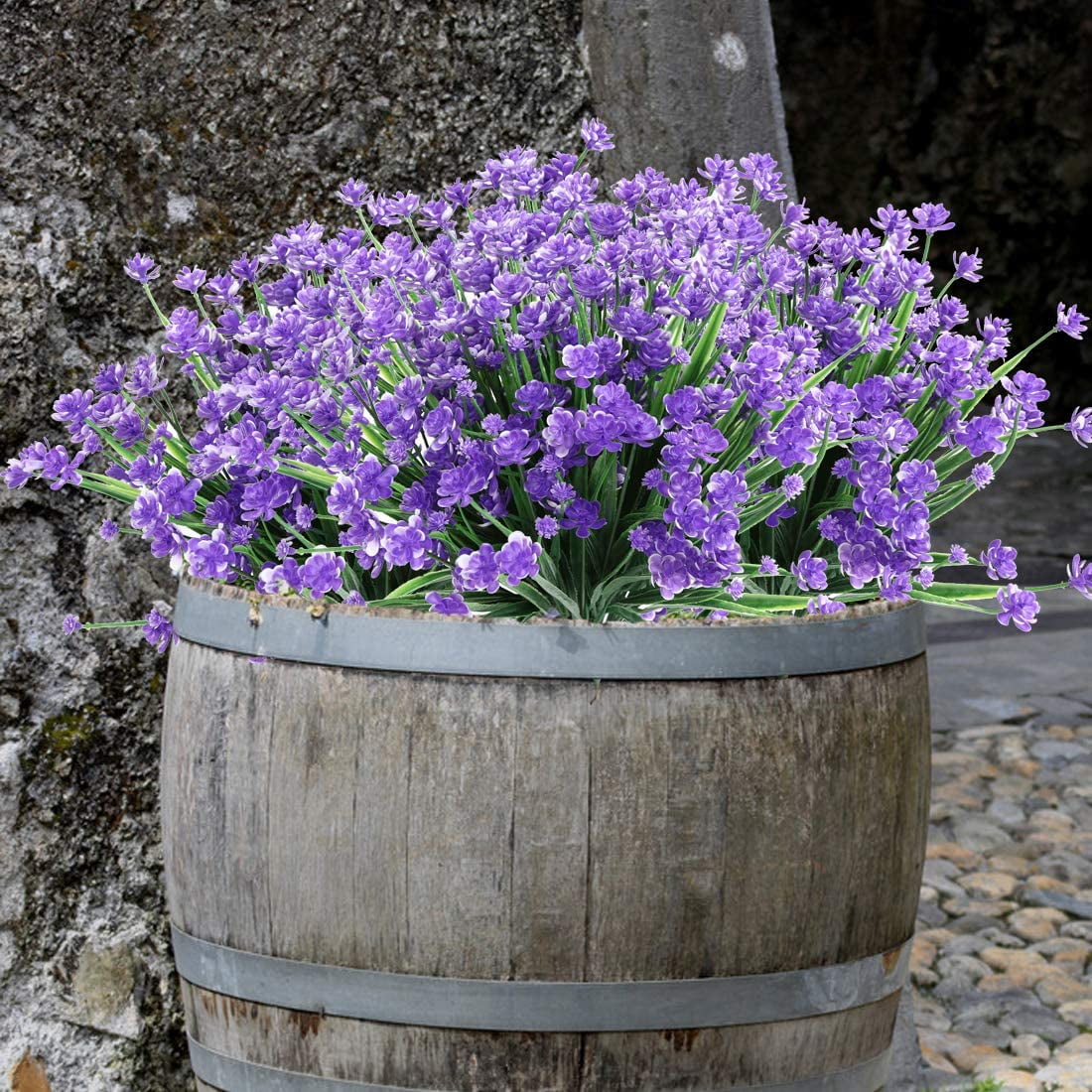 Zukuco 12PCS Artificial Flowers,Fake Greenery Faux Plastic Bushes Fake Shrubs UV Resistant Faux Plastic Plants for Wedding Hanging Bouquet Indoor Outdoor Home Garden Office Vase(Purple)