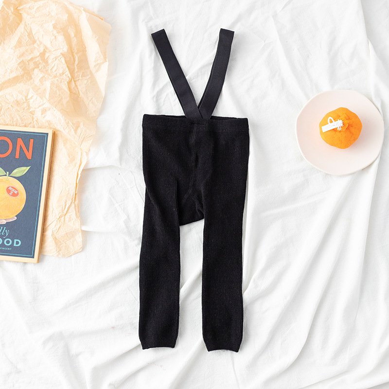 Baby Suspender Leggings, High Waist High Elasticity Solid Color Simple