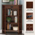 thumbnail image 6 of Leick Home 82263 Mission Mantel Height Corner Bookcase with Drawer Storage, Made with Solid Wood, for Entryway, Living Rooms, Home Office, Bedroom, Mission Oak Finish, 6 of 19