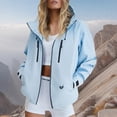 thumbnail image 4 of Zeijnsda Womens Jackets Windbreaker Waterproof Hooded Jackets Solid Color Long Sleeved Zip Up Outerwear Casual Outdoor Hiking Coat with Multi Pockets, 4 of 6