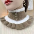 thumbnail image 3 of YAOBAMM Women Color Matching Scarf Women Winter Scarf Fake High Collar Ruffle Decor Knitted Elastic Warm Windproof Neck Protection, 3 of 6