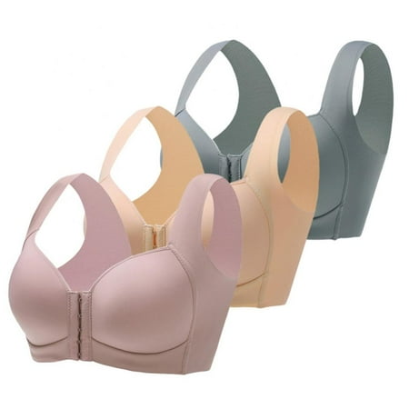 

3pcs Front Buckle Bra Women Seamless Bra Wild Wire Free Bra Back Smoothy Bra Push Up Tank Bra U-shape Vest Type Bra 3/4 Cup Bra Thin Mold Cup Bra