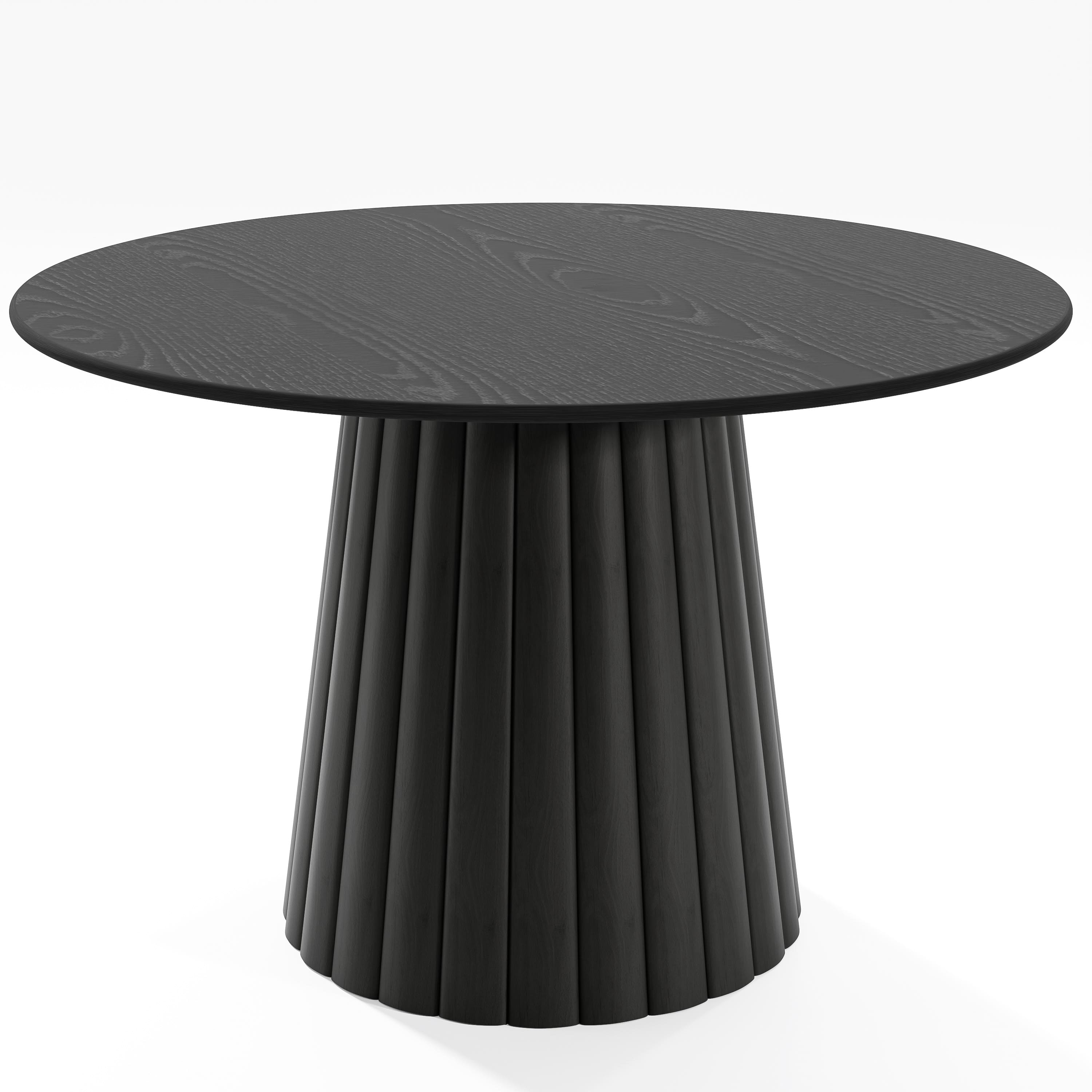 46 in. Soild Wood Black Dining Table Round Kitchen Table