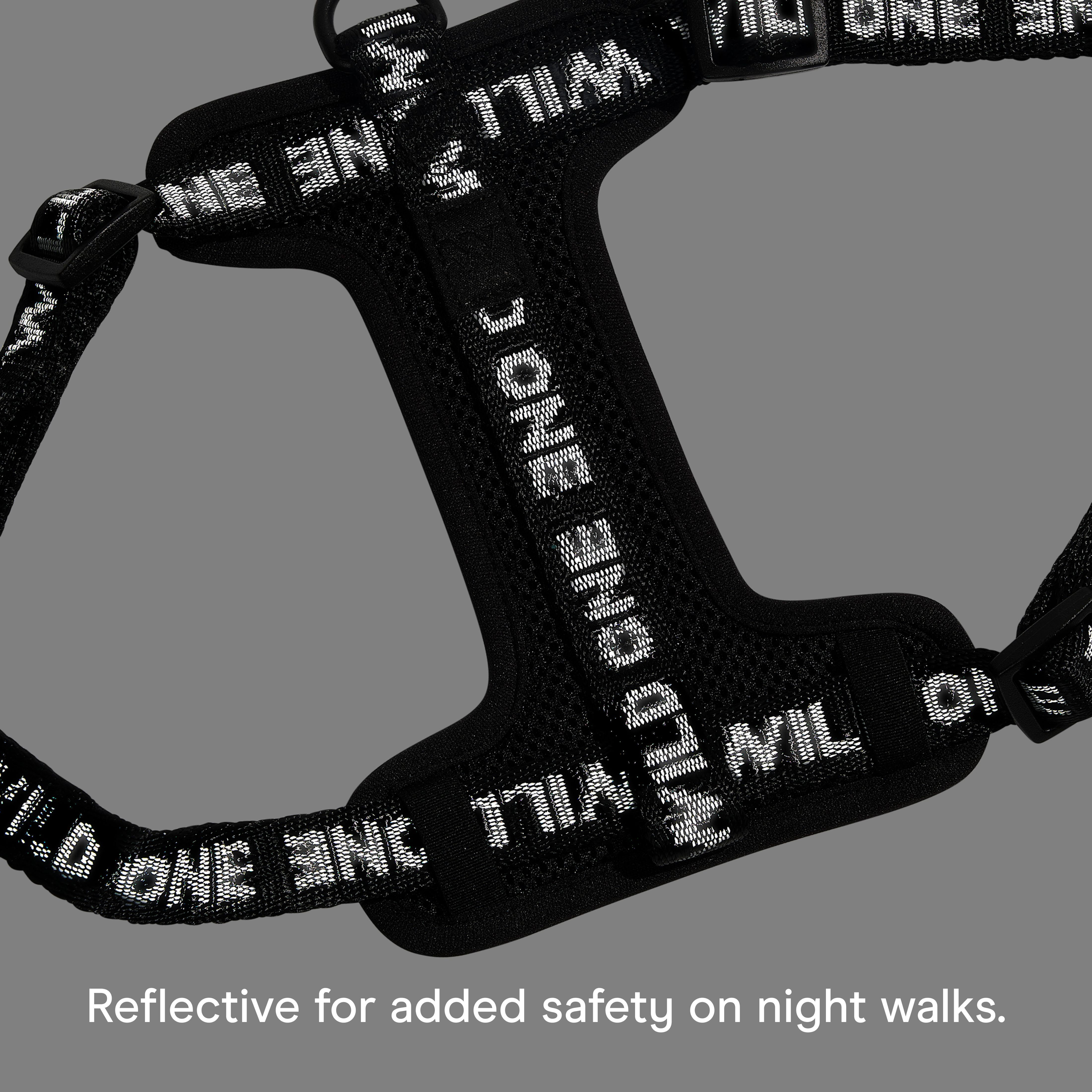 Wild One Adjustable Cushioned Step-In Dog Harness, Black Reflective, Small