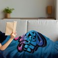 thumbnail image 3 of Fitness Soft Flannel Fleece Throw Blanket, No Pain No Gain Words Graffiti Style Typography Gym Training, Cozy Plush for Indoor and Outdoor Use, 70" x 90", Blue Pink Pale Blue, by Ambesonne, 3 of 5