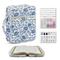thumbnail image 2 of Pzuqiu Blue Floral Handle Carrying Case for Girls Quilted Bible Cover Case for Women Large Bible Cover with Bookmark and Pockets Vintage Carrying Cases Study Supplies Accessories, 2 of 7