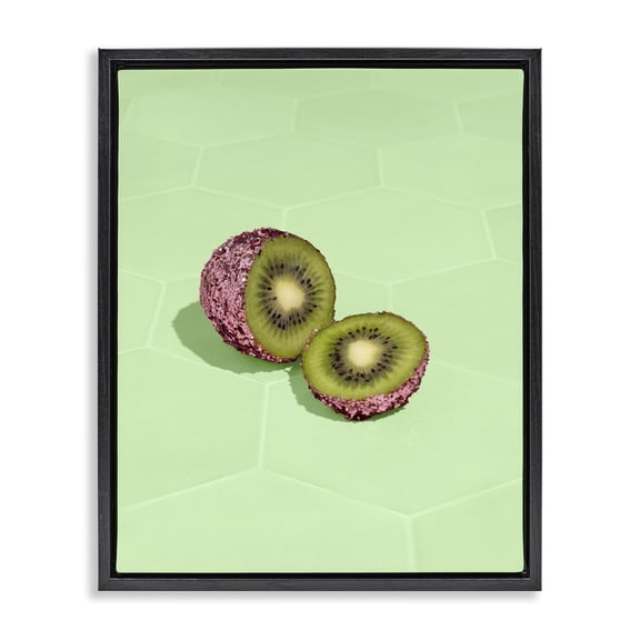 Stupell Industries Art Deco Green Glimmer Kiwi Black Floating Frame Canvas Art, 17 x 21, by LISH Creative